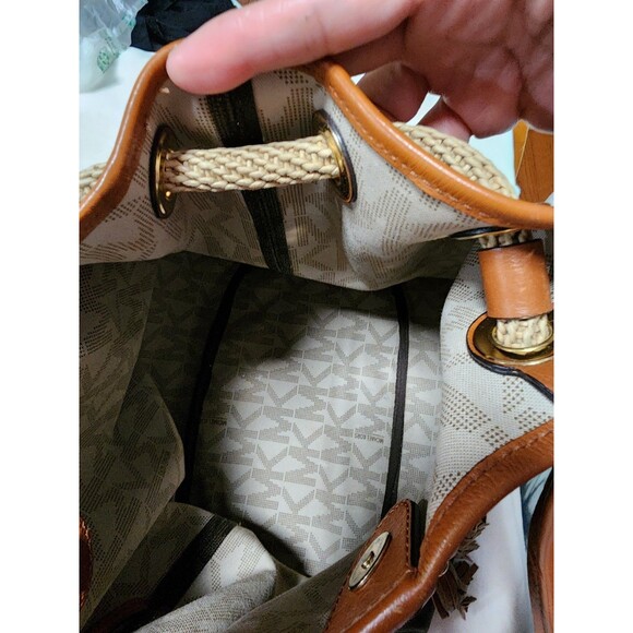 Michael Kors Jet Set Large Gathered Tote MK Signature Brown 30T3GTTT9B Used - Picture 7 of 8